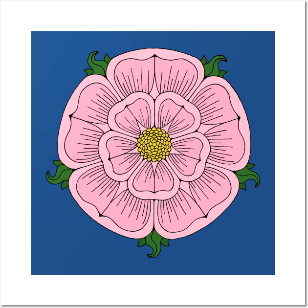 Pink Heraldic Rose Wall Art by AzureLionProductions